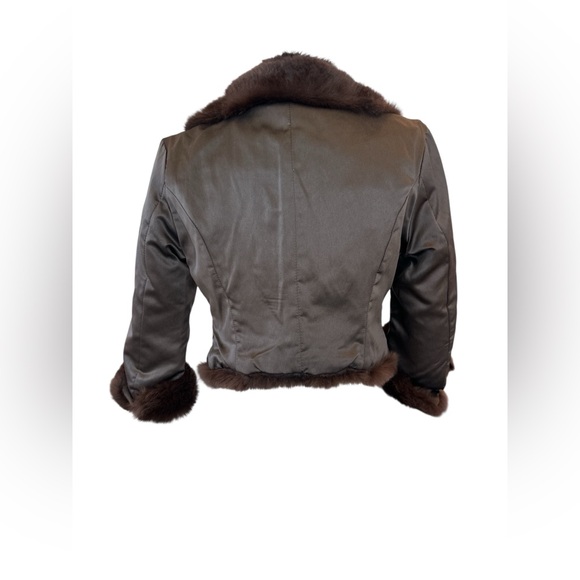 Revolve June Rabbit Fur Reversible Cropped Jacket in Brown - Picture 5 of 13